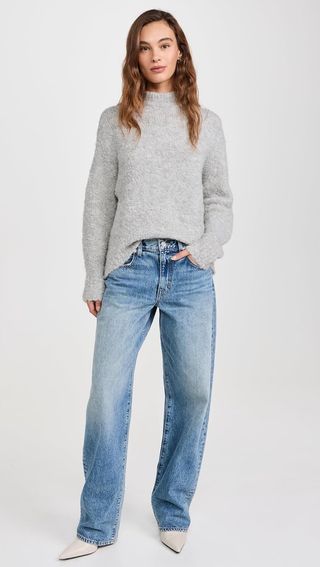 Madewell Women's Vesta Boucle Chunky Pullover, Heather Cloud Grey, L