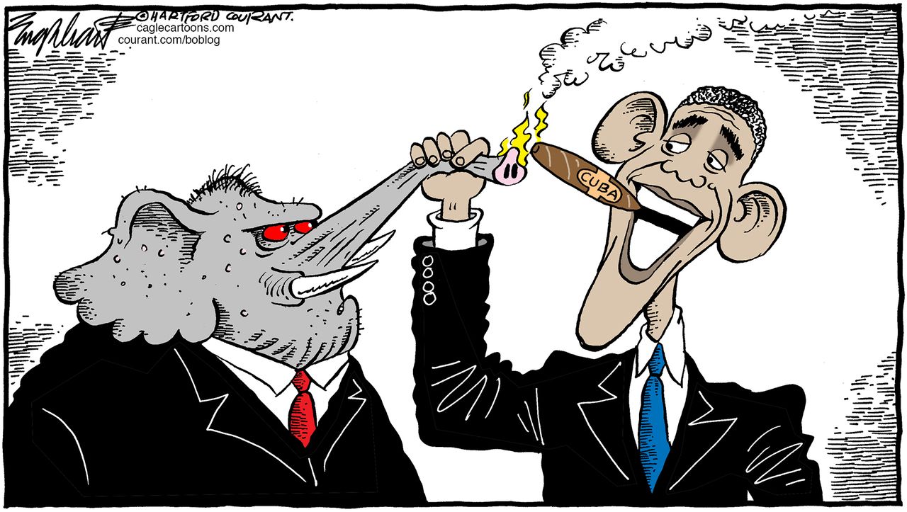 Obama cartoon U.S. Cuba GOP