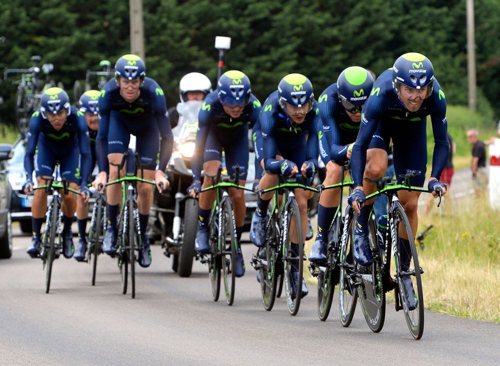 Movistar finished third during the Dauphine team time trial.