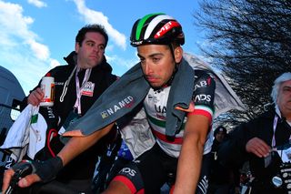 Fabio Aru recovers from the effort of the Tirreno stage 4 finale