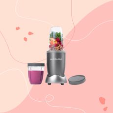 Nutribullet blender on pink background