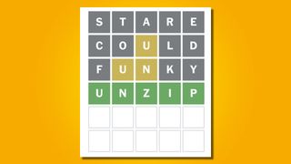 Wordle answer 673 on a yellow background