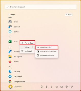 Pin apps to Start and Taskbar