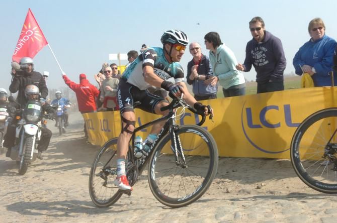 Zdenek Stybar (Omega Pharma-QuickStep) en route to a 6th place finish in his Paris-Roubaix debut.