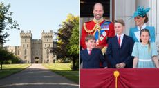 A composite of a picture of Windsor Castle and a picture of the Wales family at Trooping the Colour