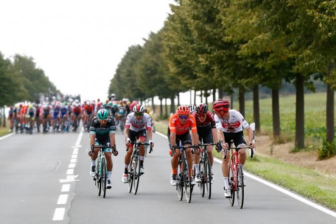 The break gets away during stage 1 at the Deutschland Tour