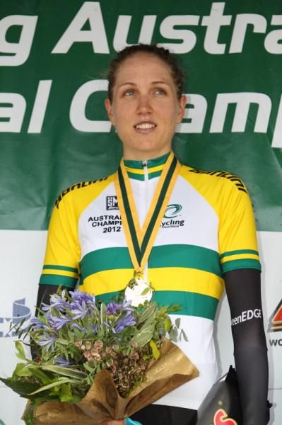 Second time winner, Shara Gillow (GreenEDGE-AIS) on the podium