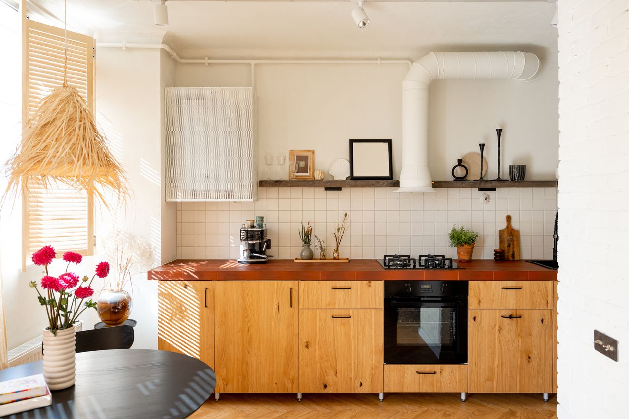 Small, attractive apartment kitchen