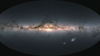 Data from more than 1.8 billion stars have been used to create this map of the entire sky. It shows the total brightness and colour of stars observed by ESA’s Gaia satellite and released as part of Gaia’s Early Data Release 3 (Gaia EDR3).