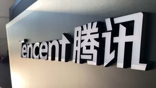 A sign of Tencent Holdings Ltd is seen during the 2021 China International Fair for Trade in Services (CIFTIS) in Beijing, China