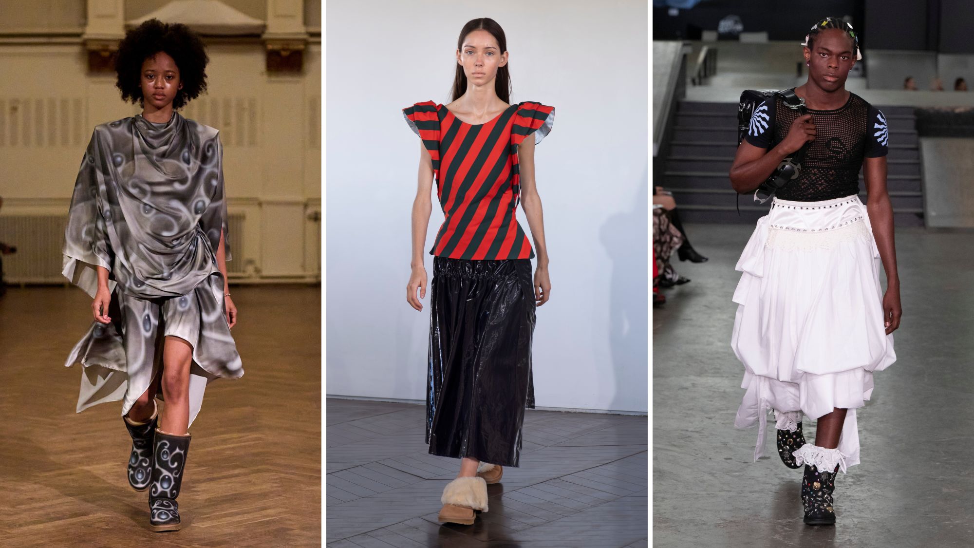 models wearing uggs on the runway at anne sofie madsen, talia byre and chopova lowena