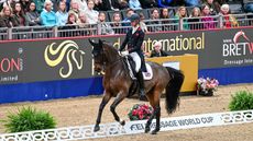 Lewis Robertson-Carrier and Diego V in the grand prix class during the London Horse Show dressage in 2024.