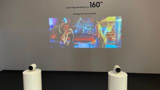 Two Samsung Freestyle 2nd Gen projectors using smart edge blending