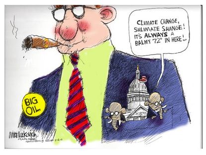 Political cartoon climate change Big Oil