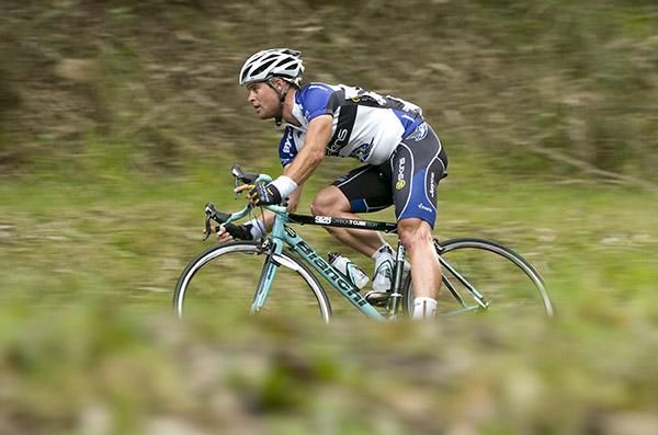 Malcolm Rudolph (Team Jacyo Skins) leans into a corner during the tough third stage near and around Warragul.
