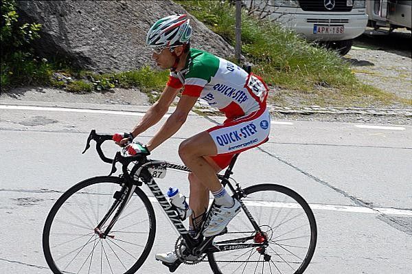 Italian National champion Giovanni Visconti (Quick Step) climbing.