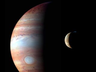 This montage of New Horizons images shows Jupiter and its volcanic moon Io, and were taken during the spacecraft's Jupiter flyby in early 2007.