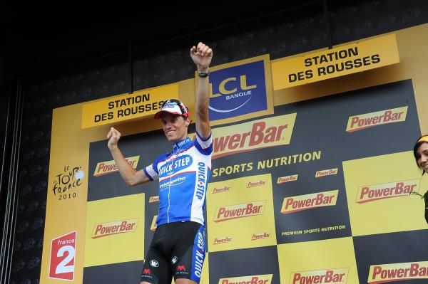 Sylvain Chavanel (Quick Step) celebrates on the podium