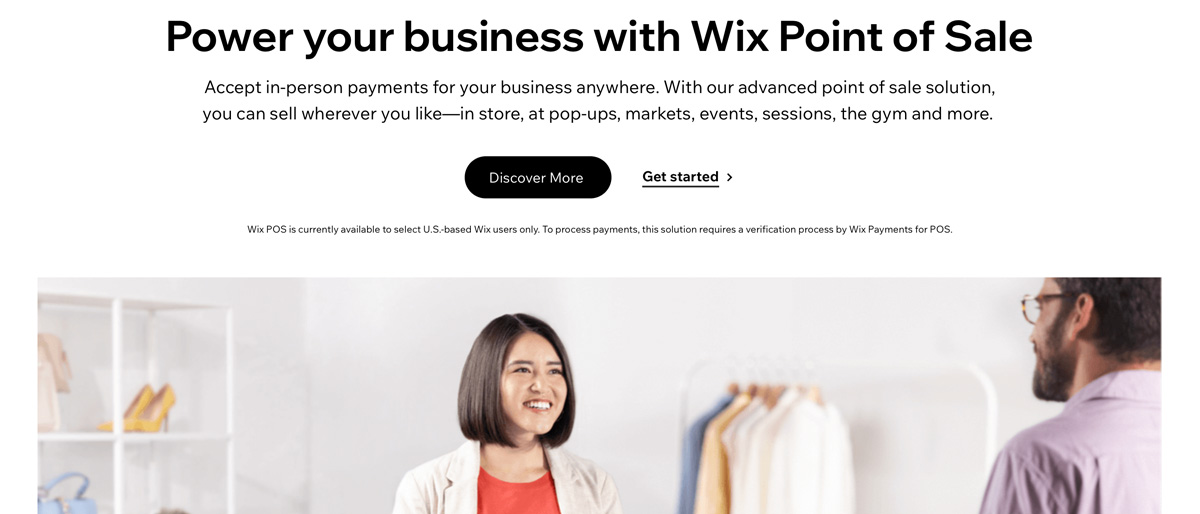 Wix Point of Sale website homepage