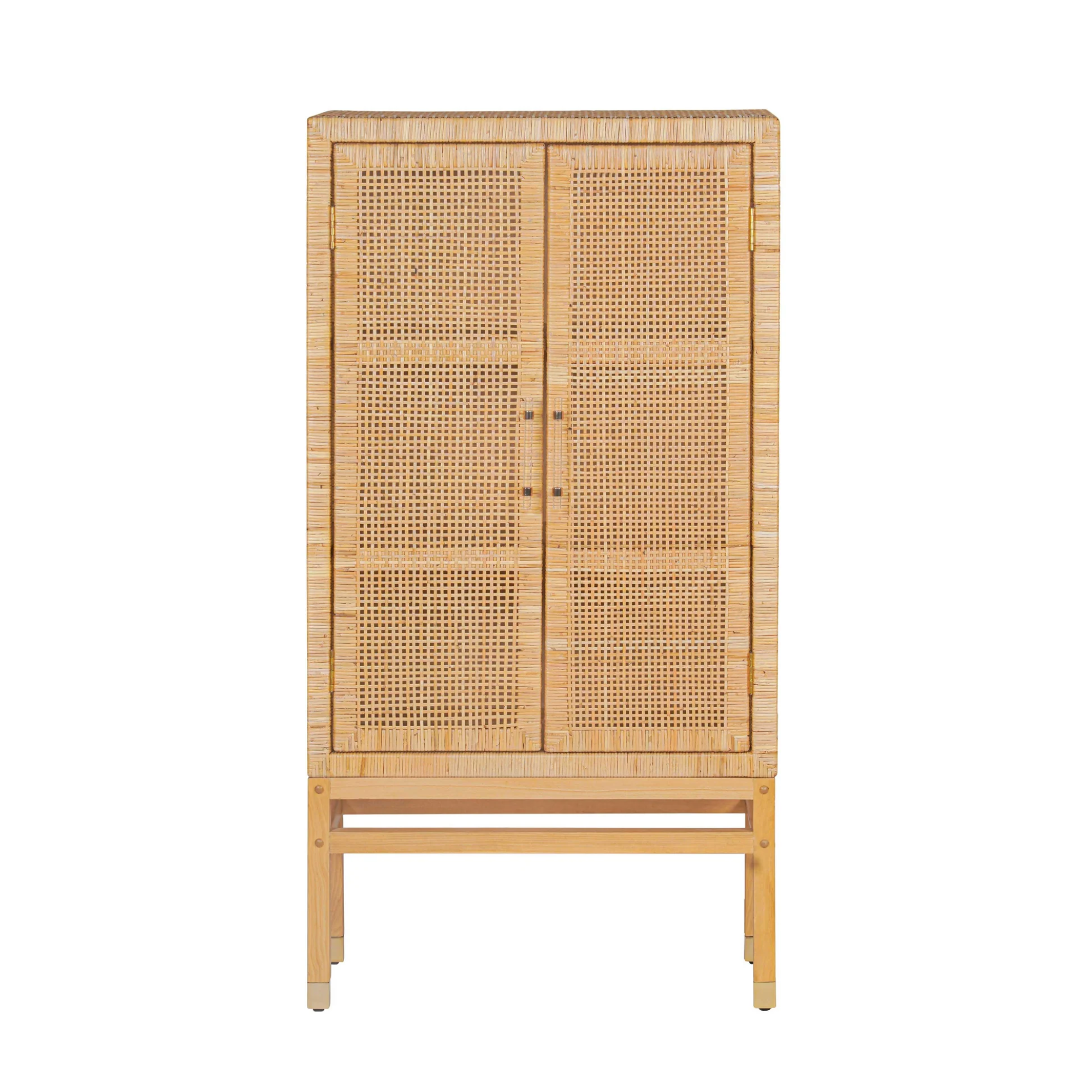 a tall rattan cabinet
