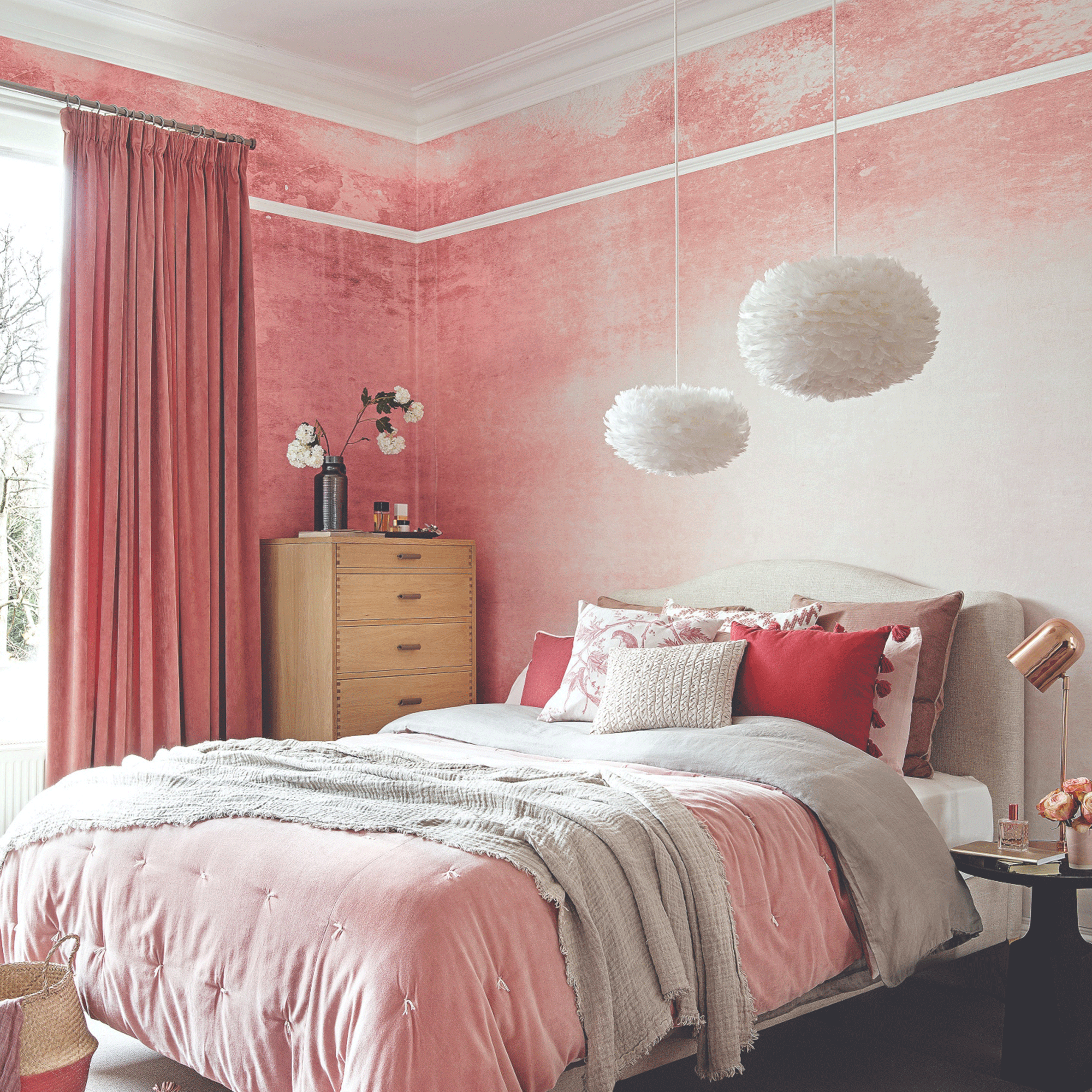 Pink ombre bedroom