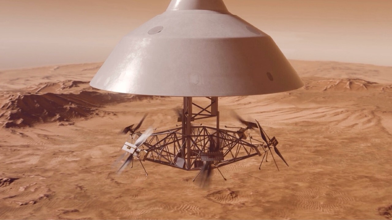 Wild new ‘Skyfall’ Mars venture would drop 6 scout helicopters onto the Purple Planet from the air (video)