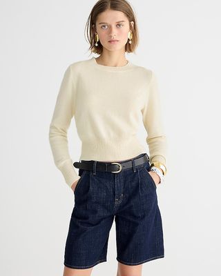 Cashmere Shrunken Crewneck Sweater