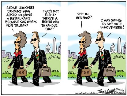 Political Cartoon U.S. Sarah Huckabee Sanders The Red Hen restaurant midterm elections