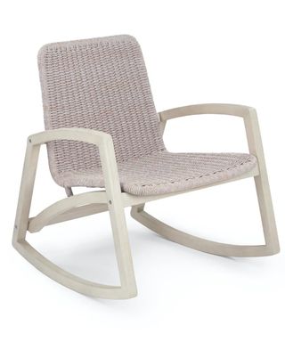 A grey woven outdoor rocking chair by Article