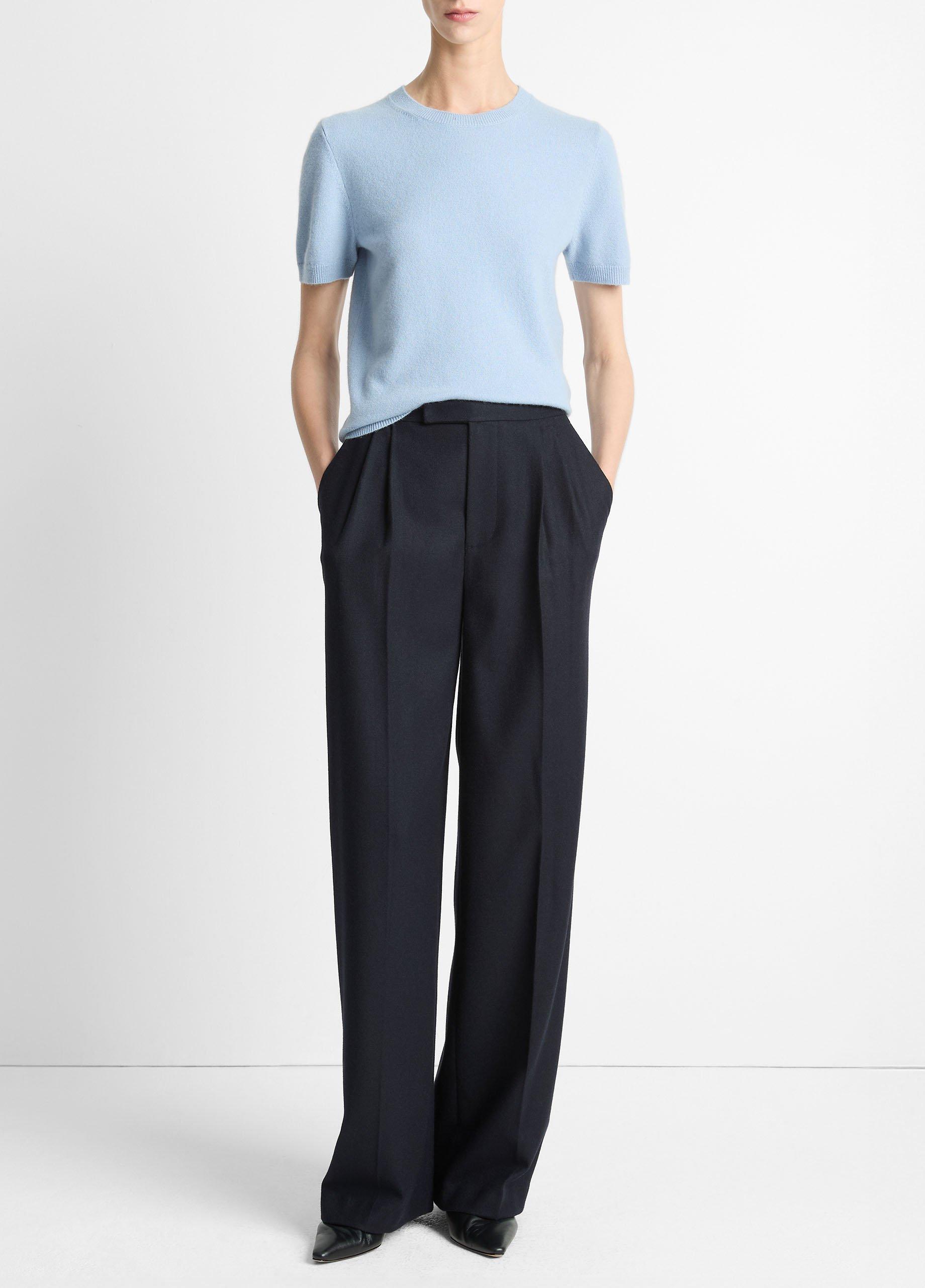 Vince Italian Wool-Blend Pleated Wide-Leg Trouser