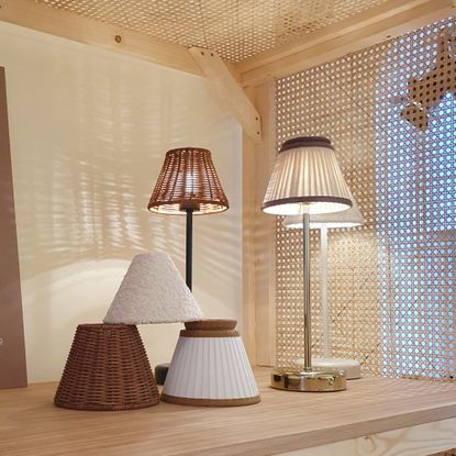 Dunelm's FlexiCell rechargeable and interchangeable table lamps and lampshades at the Dunelm spring/summer 2026 press preview