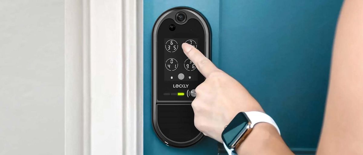 Lockly Vision Elite smart lock on front door