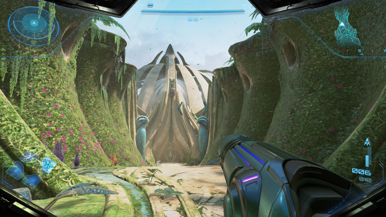 A screenshot showing the lush vegetation of Viewros in Metroid Prime 4: Beyond