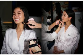 Anna Sawai gets final makeup touches in the glam chair before the Screen Actors Guild Awards.