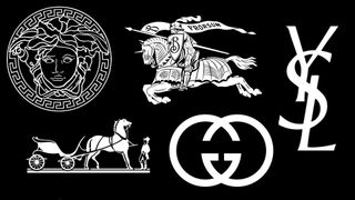 Versace, Burberry, Yves Saint Laurent, Herm&egrave;s, Gucci logos