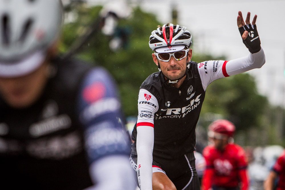Frank Schleck (Trek) rolls to the start line.