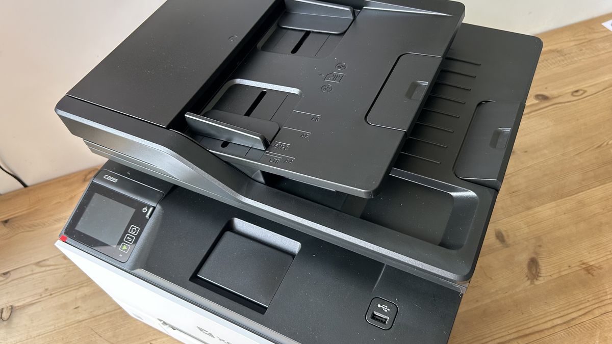 The Xerox C255a on a table in a home office during our tests