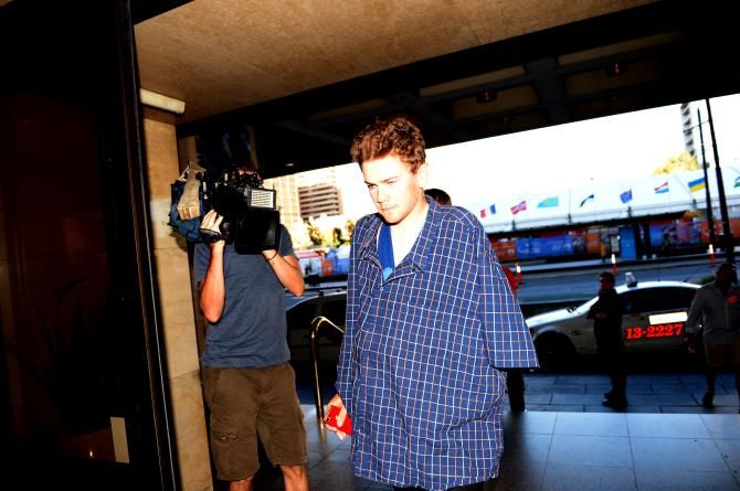 Campbell Flakemore returns to the race hotel from hospital