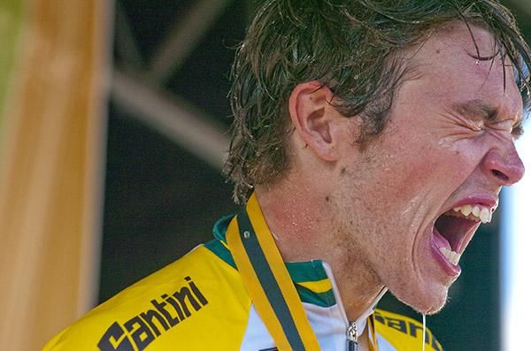 Ah, I love champagne! Scott Law soaked in champagne on the podium after his win.