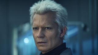 Alien: Earth -- Pictured: Timothy Olyphant as Kirsh. CR: Kurt Iswarienko/FX