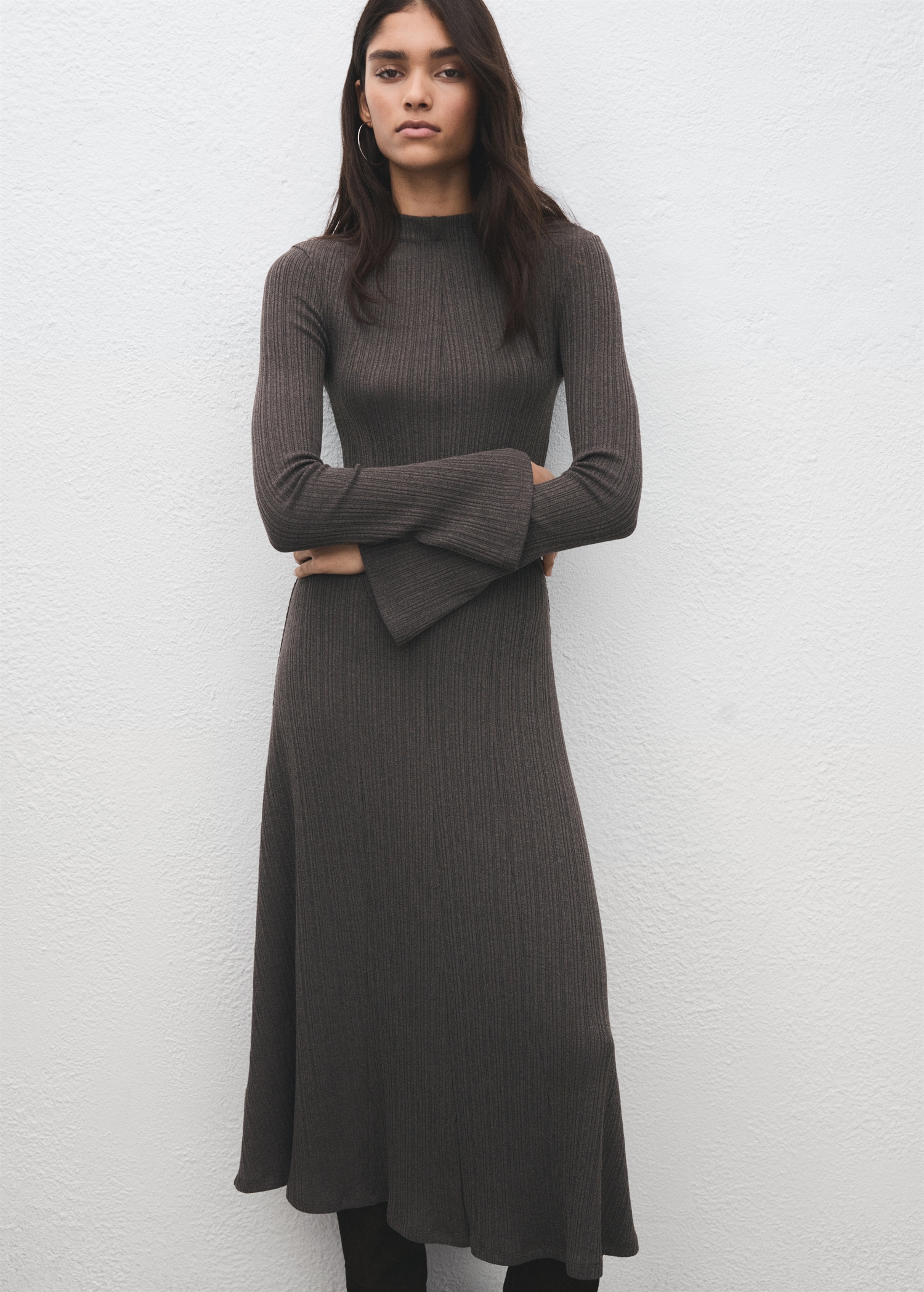 Knitted Dress With Bell Sleeves - Women | Mango United Kingdom