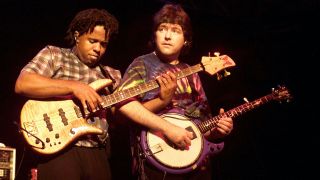 Bassist Victor Lemonte Wooten and Bela Fleck of the Flecktones performing at Summerstage at the Rumsey Playfield in Central Park in New York City