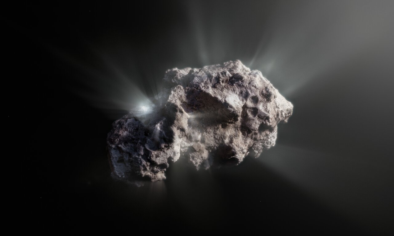 comet object with outgassing in artist impression