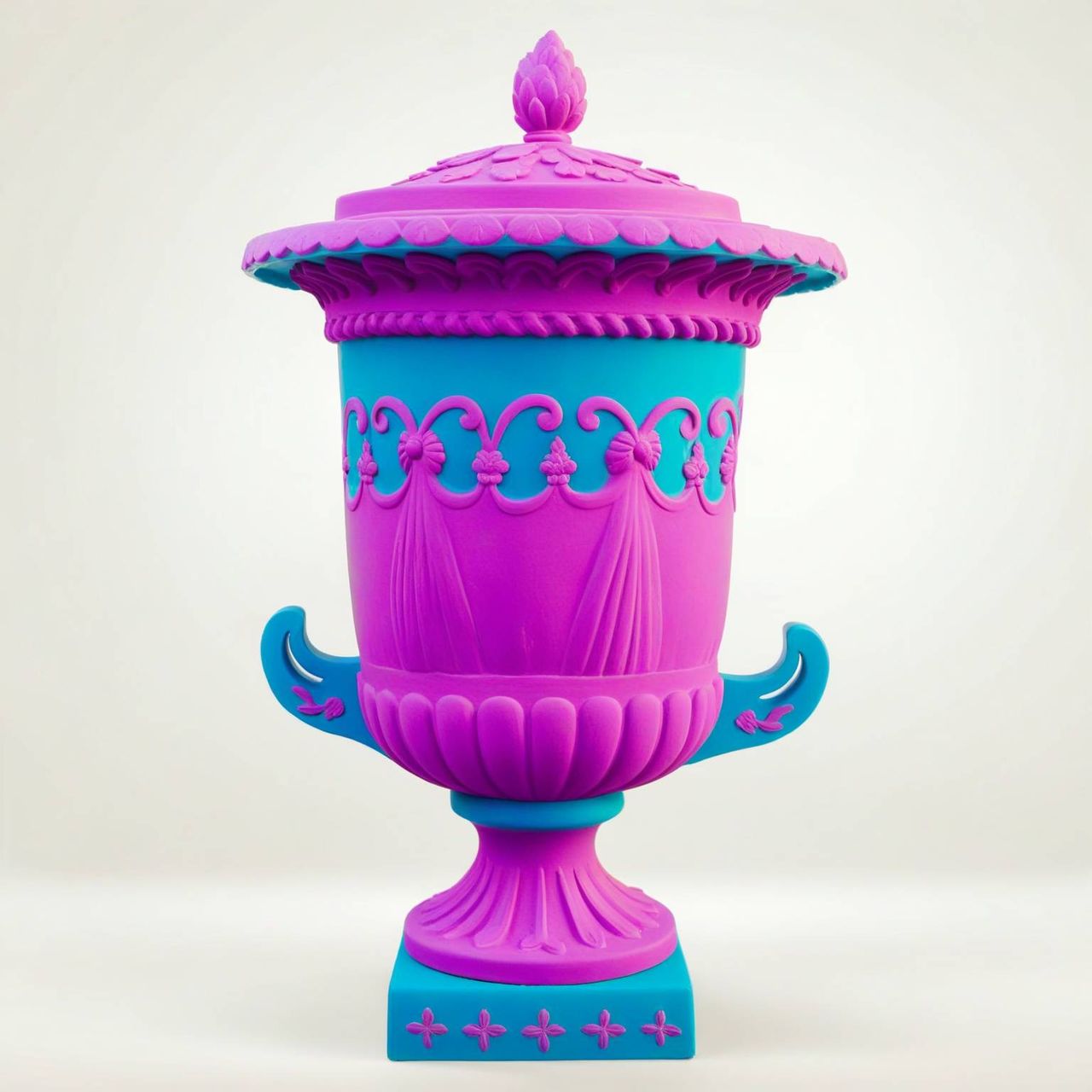 brightly coloured AI-generated stoneware design