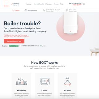 screenshot of boxt boiler user support page