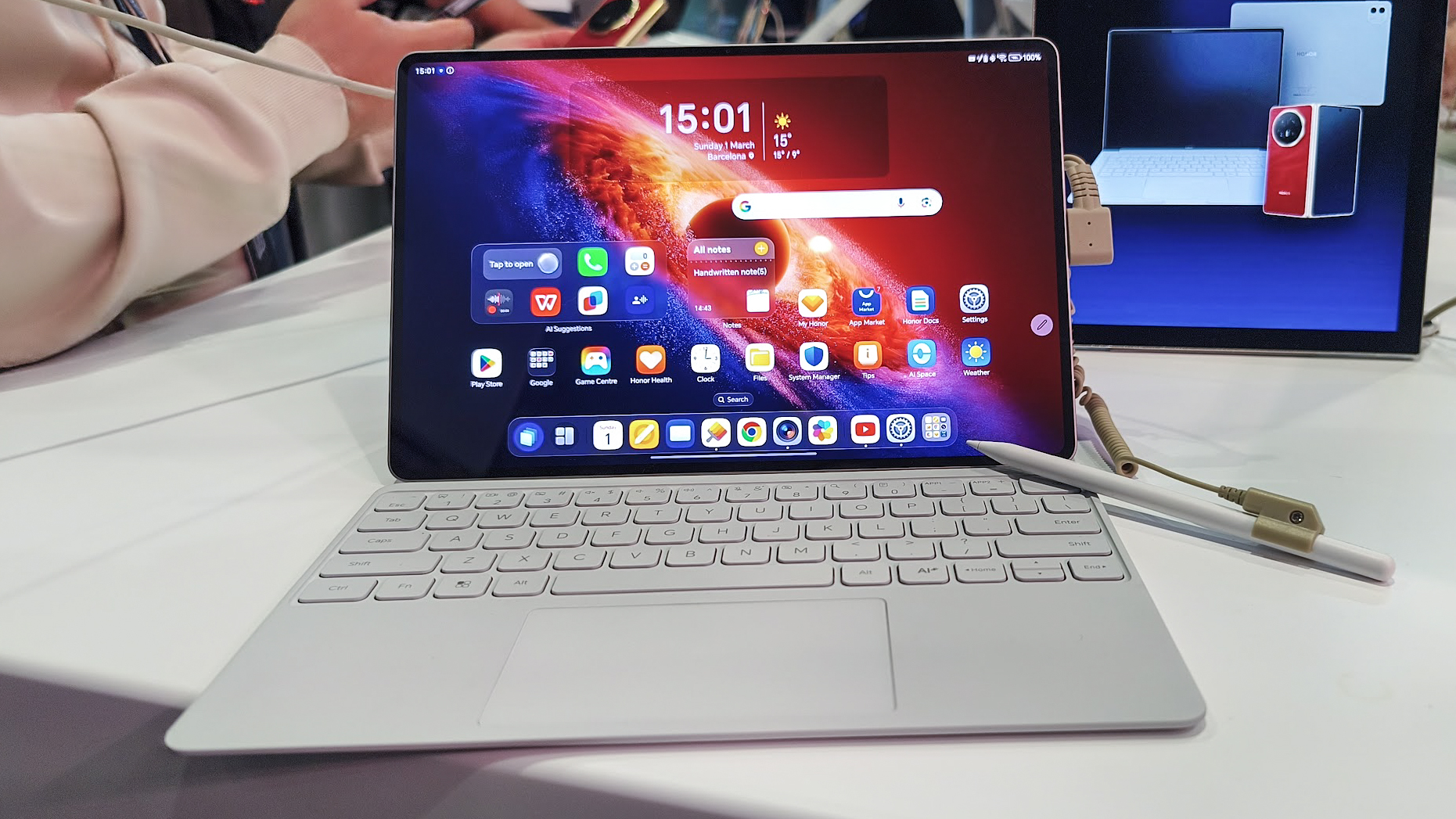 Honor MagicPad 4 on display at MWC 2026