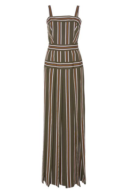 Martin Grant Pleated Stripe Long Dress by Martin Grant