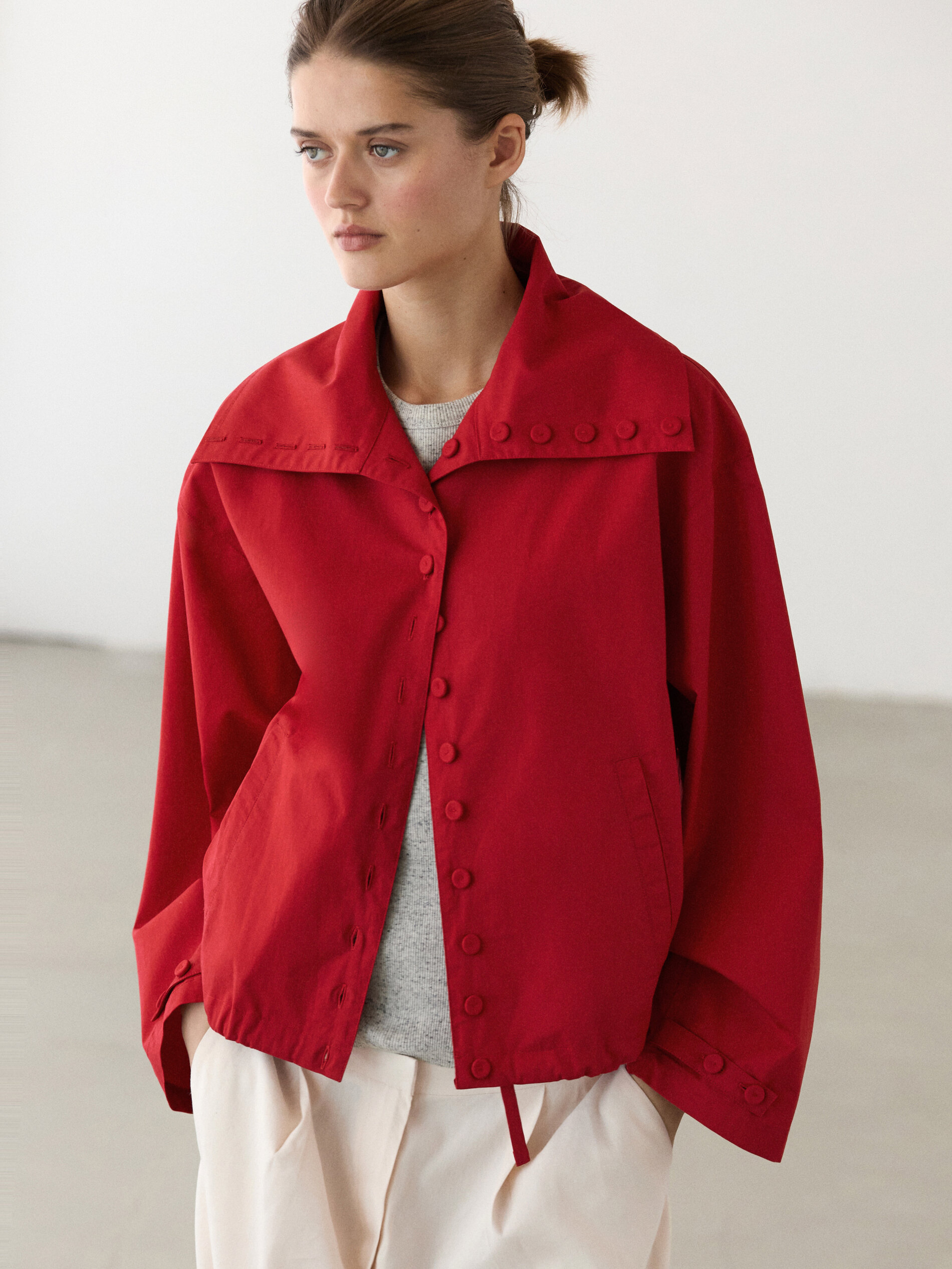 Lightweight Cotton Jacket With Button Details