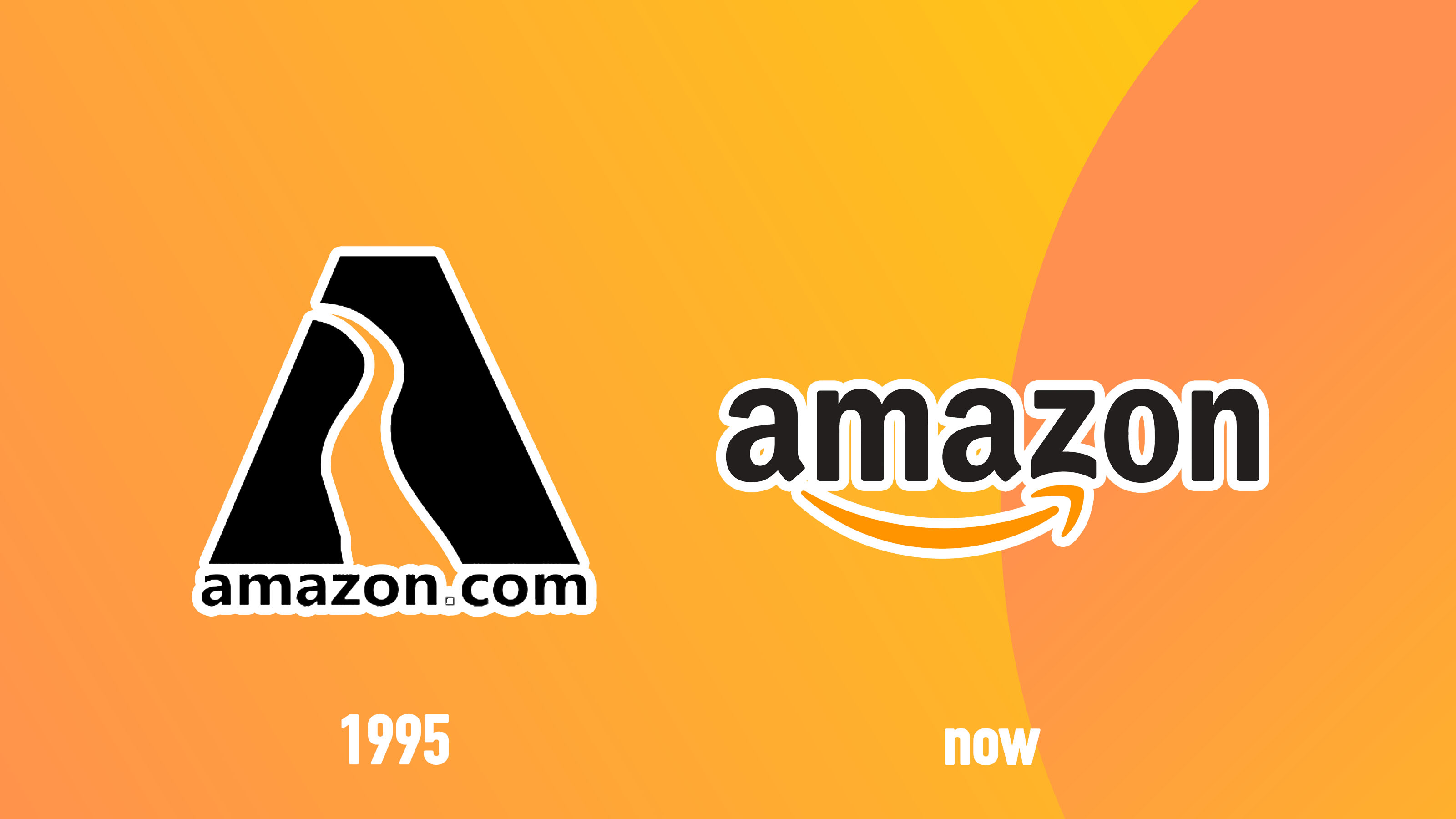 A comparison of the original Amazon logo vs the current one