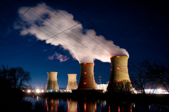 An early morning view of the Three Mile Island Nuclear Plant.